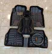 تصویر روکش صندلی خودرو سمند جدید و قدیم طرح طبی گوچی پک کامل پارچه جودون برزنت سنگین (پرند روکش) - مشکی مغزی کرم 