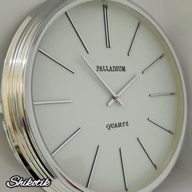 تصویر ساعت دیواری تمام فلزی آبکاری فورتیک PALLADIUM - طلایی صفحه سفید PALLADIUM CLOCK