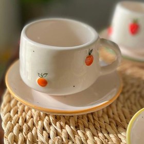 تصویر فنجان نعلبکی طرح میوه 