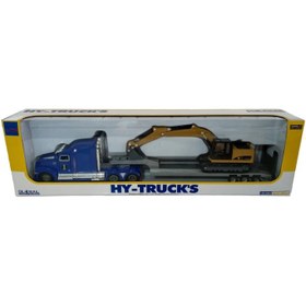 تصویر ماکت ماشین مدل تریلر و بیل مکانیکی مجموعه دو عددی برند HY-Truck کد 5012/29 