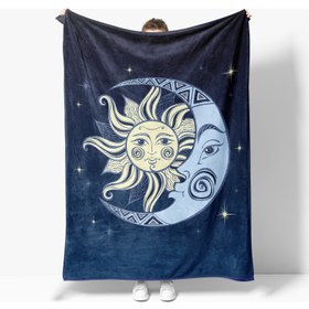 تصویر پتو تلویزیونی چاپی با الگوی ماه و خورشید از برند Erays Home برند eray home Erays Home Erayshome Moon and Sun Patterned Printed Polar TV Blanket