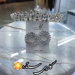 تصویر تاج عروس فلزی وارداتی با دیزاین سنگ اتریشی 
