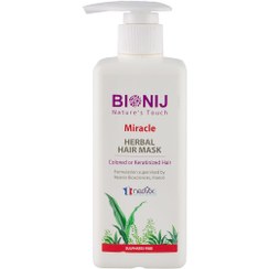 تصویر ماسک مو پمپی بیونیج مدل Miracle مناسب موهای رنگ شده و کراتین شده BIONIJ Miracle Herbal Hair Mask For Colored Or Keratinized Hair 300 ML