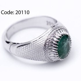 تصویر انگشتر نقره مردانه زمرد – کد 20110 