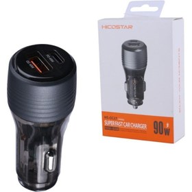 تصویر شارژر فندکی 90 وات دو پورت هایکواستار مدل HS-CC27 HICOSTAR HC-CC27 90W Car SuperFast Charger