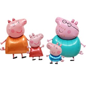 تصویر بادکنک فویلی خانواده پپا پیگ Peppa Pig کد 1074 مجموعه 4 عددی 