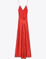 تصویر لباس بلند ساتن یقه V با بند نازک از برند زارا (زنانه) 