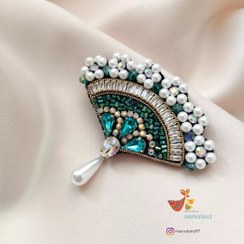 تصویر گلسینه جواهردوزی طرح بادبزن گلدار 