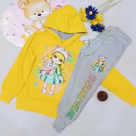 تصویر ست هودی و شلوار اسلش دخترانه سایزبندی 3 تا 10 سال - 4 تا 5 سال Set of hoodie and slash pants for girls, sizes 3 to 10 years