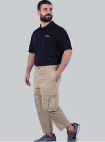 تصویر شلوار کمر گشاد مردانه ساده در رنگ بژ برند selected Men's Plain Wide Leg Cargo Pants in Beige