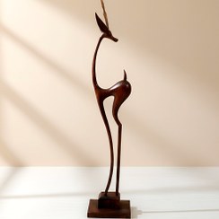 تصویر مجسمه چوبی غزال تک 120 سانتی متر 