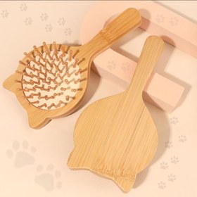 تصویر برس مو چوبی طرح گربه 