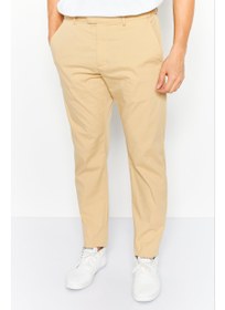 تصویر شلوار چینی مردانه با فیت اسلیم و کشی، رنگ بژ برند esprit Men Slim Fit Stretchable Solid Chino Pants, Beige