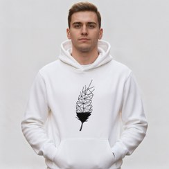 تصویر هودی مردانه طرح Feather کد AR002 با پارچه نخ پنبه و اسپان 