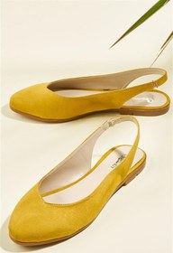 تصویر کفش چرم مصنوعی زنانه تخت زرد بامبی 2 