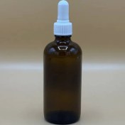 تصویر شیشه 100 میل قهوه ای به همراه قطره چکان سفید 