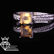 تصویر انگشترزنانه سیترین جواهری اصل رکاب نقره کد574 