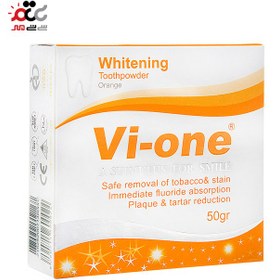 تصویر پودر سفید کننده دندان وی وان با طعم پرتقال 50 گرم Vi one Whitening Toothpowder Orange