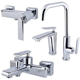 تصویر ست شیرآلات کسری  آمازون ۴ تکه  کروم 