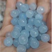 تصویر مهره جید آبی طرح آکوامارین سایز 10 تراش جواهری سنگ اصل طبیعی 
