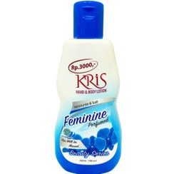 تصویر لوسیون بدن مرطوب کننده و نرم کننده مدل Feminine ساخت کشور اندونزی حجم 100 میل کریس Kris Hand And Body Lotion Feminine 100 ml