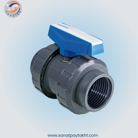 تصویر شیر توپی مهره دار دوسر دنده UPVC-PN16 پیمتاش ترکیه 