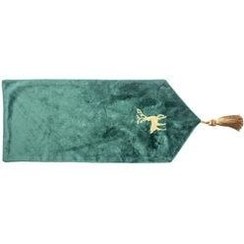 تصویر رانر و زیر بشقابی سبز گوزن طلای کریسمس گلدوزی شده مخملی قرمز اکوز مینی رانینگ دویدن 4 Golden Table Home 