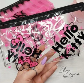 تصویر کیف آرایشی ویکتوریا سکرت طلقی سایز ۲۳×۱۵ رنگ صورتی 