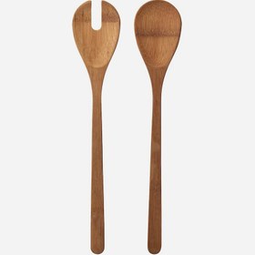 تصویر قاشق و چنگال سرو سالاد ایکیا مدل IKEA GRÖNSAKER IKEA salad servers set, bamboo