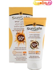 تصویر ضد آفتاب سان سیف مدل  Viti-Sense فاقد جاذب های شیمیایی 50+ SPF ا Sunsafe Viti-Sense Sunscreen Cream SPF50 Sunsafe Viti-Sense Sunscreen Cream SPF50