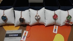 تصویر ساعت مچی زنانه برند Skmei - طلایی صفحه سرمه ای ا Skmei brand women's wristwatch Skmei brand women's wristwatch