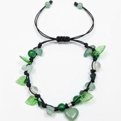 تصویر دستبند دخترانه سبز جنگلی آویز قلب اونتورین 