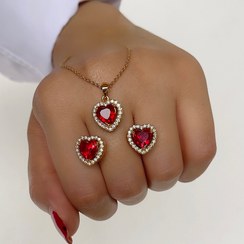 تصویر نیمست جواهری طرح قلبی برند ژوپینگ Xuping heartshape set