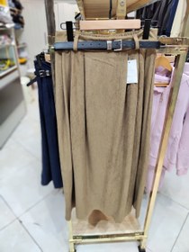 تصویر دامن مخمل کبریتی قد 90 