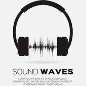 تصویر هدفون با امواج صوتی سبک DJ موزیکال – Musical dj style headphones with sound waves 