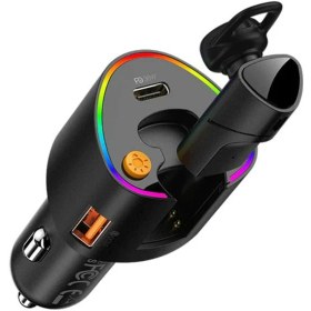 تصویر فندکی فست شارژ 36 وات دارای هندزفری برند رسی مدل RQ07 تایپ سی/USB 3356