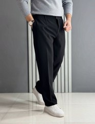 تصویر شلوار مردانه نیم بگ مازراتی دکمه دار گرم بالا - رنگ پارچه مازراتی دوبل دکمه و زیپ دار