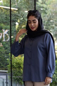 تصویر شومیز لینن اسلپ پنبه Black linen slub cotton shirt