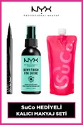تصویر ست لوازم آرایشی اورجینال برند NYX Professional Makeup محتویات Spray Dewy &amp; Suco Flask خط چشم مشکی و آرایشی Epic Ink کد PKTEPCLNRLPTPCNT 