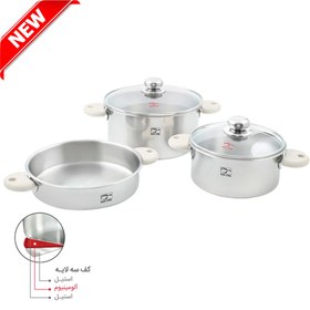 تصویر سرویس قابلمه پارس استیل مدل رایکا کف سه لایه (5 پارچه) Parssteel Cookware-Set 5 Pcs Raika Model