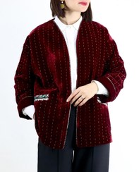 تصویر کت مخمل کوکدوزی زرشکی 