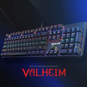 تصویر کیبورد گیمینگ ردراگون مدل K608 Valheim Rainbow 