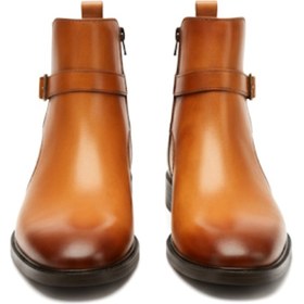 تصویر بوت مردانه ونتو مدل دوال‌باکل سگکدار بغل زیپ جنس چرم شبرو عسلی - 41 Vento men's boots, double buckle, side zipper, made of honey-colored leather