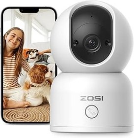 تصویر دوربین امنیتی Zosi C518 2K 3MP PAN/TILT ، 360 بازدید کودک/حیوان خانگی سگ ، 2.4 گرم/5G Dual Band WiFi Cam با برنامه ، تشخیص شخص هوشمند ، AUD ، Cloud & SD Cards ، با Alexa کار می کند. ZOSI C518 2K 3MP Pan/Tilt Security Camera,360 Views Baby/Pet Dog Monitor,2.4G/5G Dual-Band WiFi Indoor Cam with App,Smart Person Detection,2 Way Aud,Cloud &amp; SD Card Storage,Works with Alexa