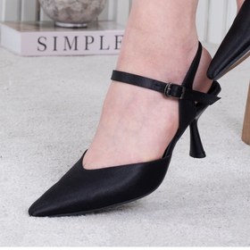 تصویر کفش پاشنه ساتن رکابی v 