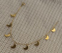 تصویر دستبند زنانه استیل طلایی رنگ ثابت مدل آویز ماه مشابه طلا Women’s Gold Stainless Steel Moon Charms Bracelet