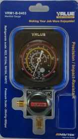 تصویر گیج منیفولد تکی شارژ گاز نیم دور قرمز فشار بالا برند والیو VALUEمدل VRM1-B-0403 ا VALUE VRM1-B-0404 VALUE VRM1-B-0404