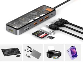 تصویر هاب تایپ سی دارای 7 پورت ویوو مدل New Cyber CB007 WiWU New Cyber CB007 7 in 1 Usb Type C Hub