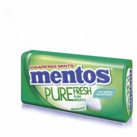 تصویر قرص خوشبو کننده نعنایی تند بدون شکر منتوس Mentos بسته 50 عددی 35 گرم 