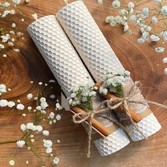 تصویر شمع بيزوكس موم عسل- ظروف و دكوري سنگ و شمع مريم 